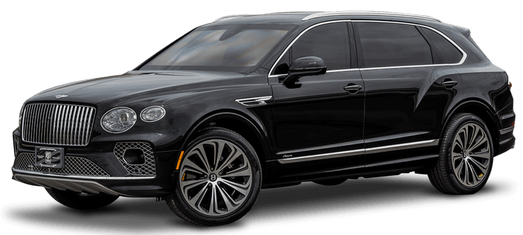 An armored black Bentley Bentayga SUV with a prominent front grille and sleek design, photographed from a front-angle view.