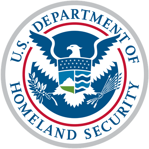 Seal of the U.S. Department of Homeland Security featuring an eagle with a shield in the center, encircled by the department's name.