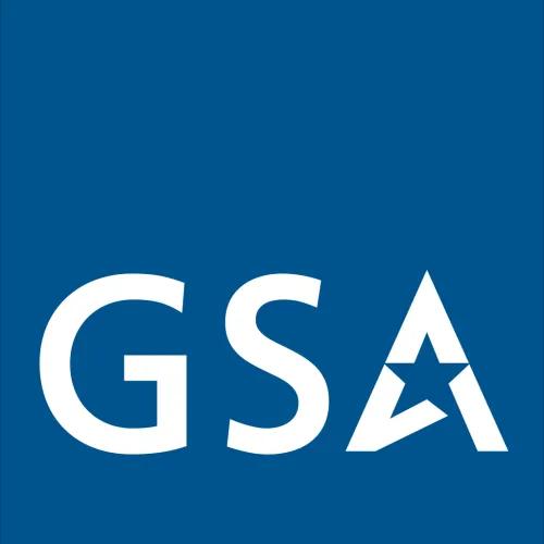 GSA logo with white letters on a blue background. The "A" in "GSA" is stylized with a white star.