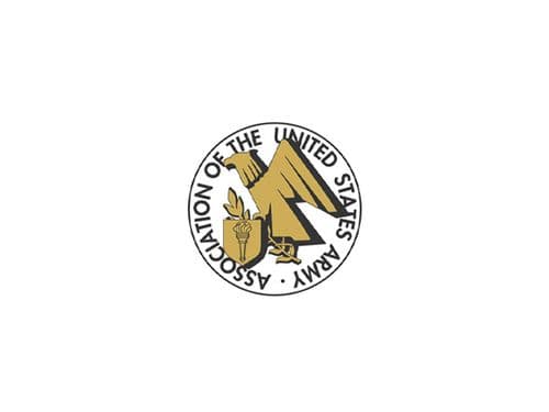 Logo of the Association of the United States Army (AUSA), featuring an eagle holding a torch and a branch, symbolizing strength and unity.