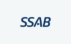 SSAB logo displayed in blue on a white background.